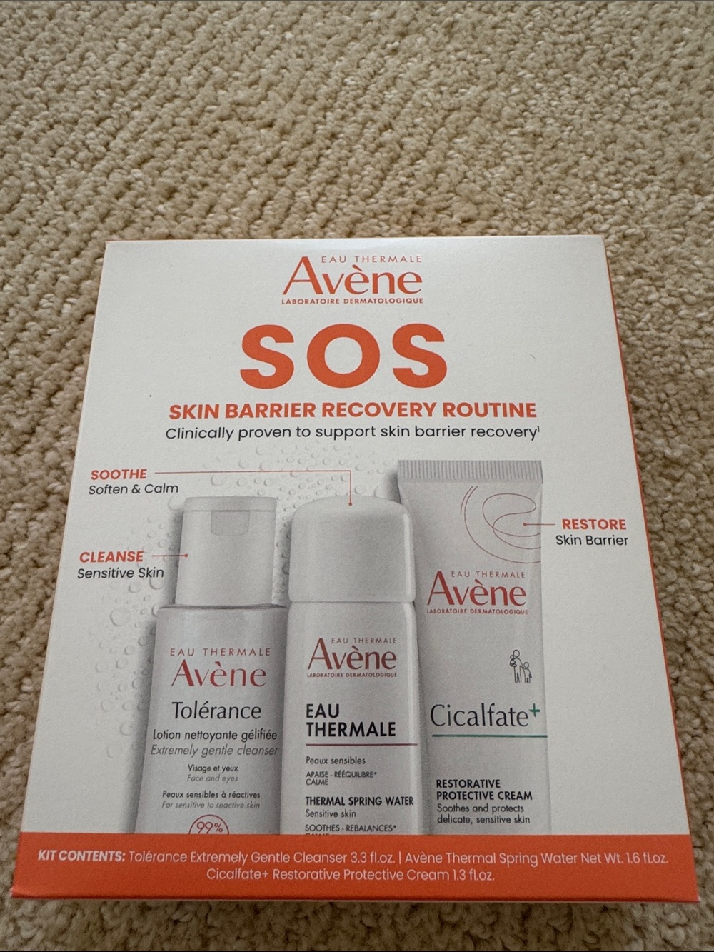 Avène SOS Skin Barrier Recovery Routine - White & Orange Kit